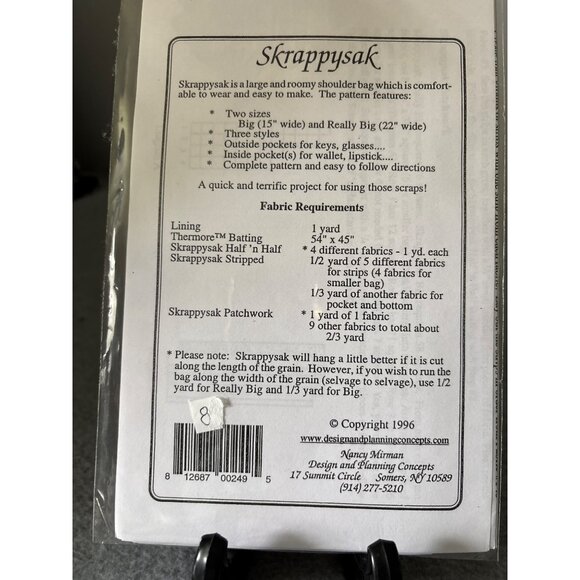 Skappysak Shoulder Bag Pattern Nancy Halvorsen Roomy Design 1996 - Picture 2 of 4